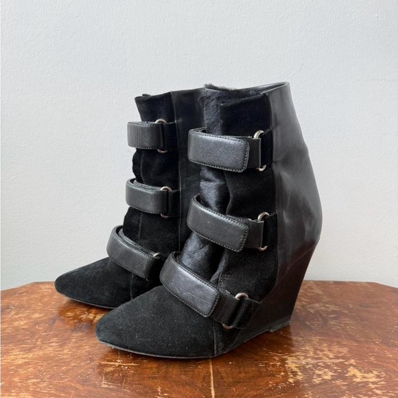 Rare Isabel Marant Scarlet Black Ponyhair wedge heels/boots - Picture 2 of 6